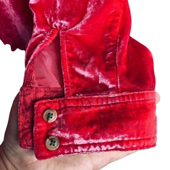 Pilcro Mara Crushed Velvet Relaxed Button Up Shirt Womens Size 4 NWT $128 - Picture 12 of 16